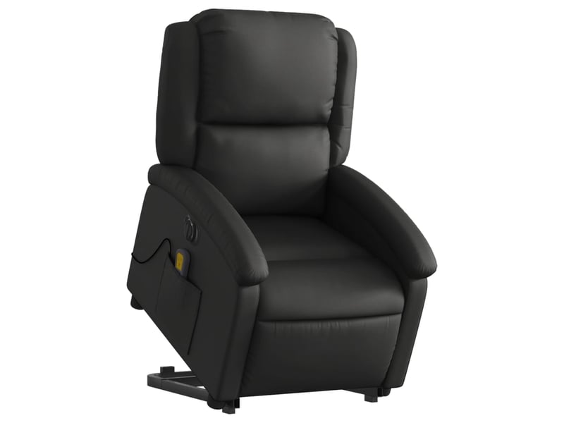 Fauteuil de relaxation fonction massage et inclinable fonction de levage électrique en cuir véritable noir dec027796 - Conforama A