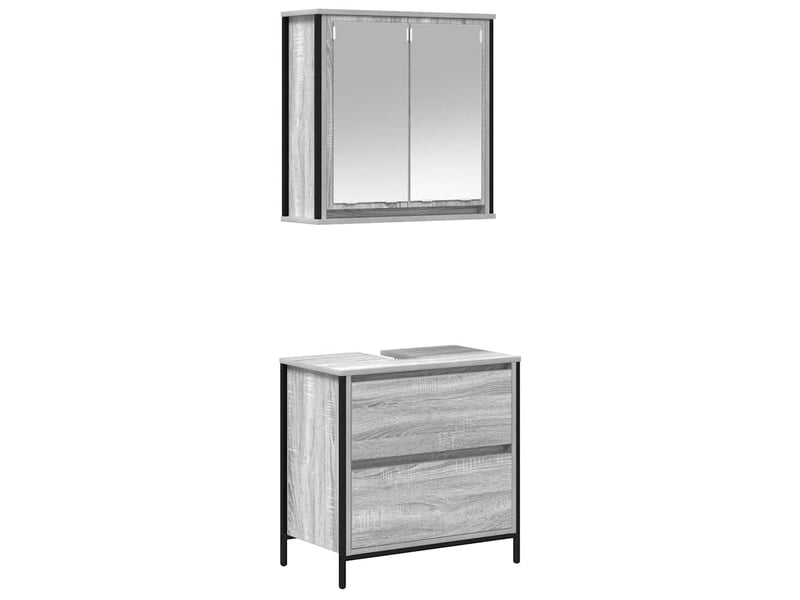  Ensemble de meubles de salle de bain 2 pcs gris sonoma cf63633  - Conforama A