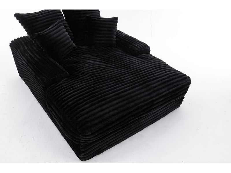 Canapé en velours côtelé design luxe 4 coussins ultra-moelleux multifonction prêt à l'emploi sans montage gain de place salon appartement noir  - Conforama E