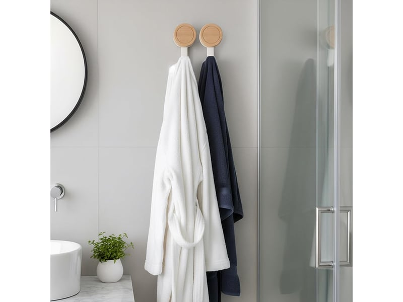  Crochet ventouse salle de bain - 4 crochets adhésifs muraux en bois, réutilisables, sans percer pour cuisine et de (blanc  - Conforama B