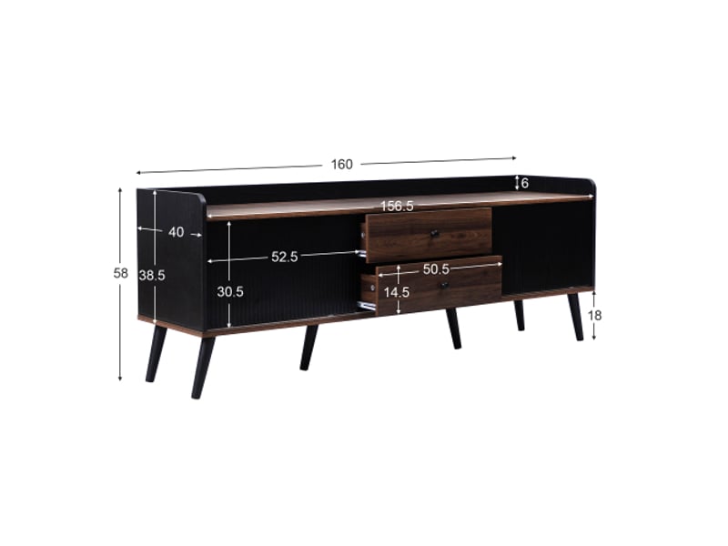  Meuble tv noir 160 cm panneau de particules meuble tv noir - Conforama C