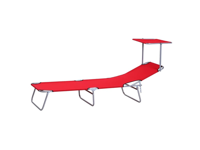  Transat de jardin pliable avec pare-soleil 4 positions rouge 187 x 58 x 36 cm  - Conforama B