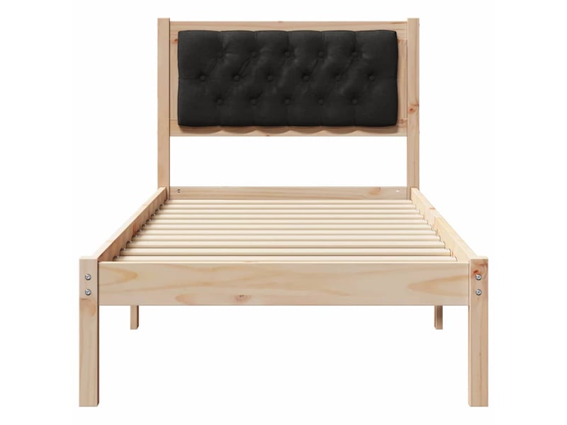 Lit simple- lit adulte - cadre de lit avec tête de lit noir 90 x 200 cm pin massif - Conforama D