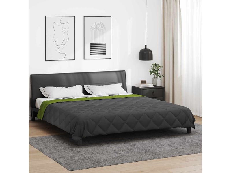  Duvet - couette d'été simple 220 x 260 cm été 200 gsm vert et anthracite  - Conforama B