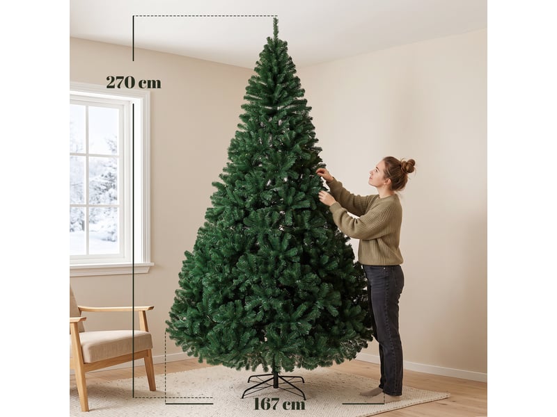  Sapin de noël artificiel de 270 cm avec 2418 extrémités de branches articulées  - Conforama E