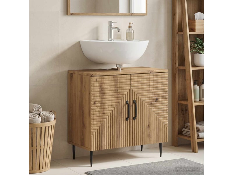  Meuble sous lavabo de salle de bain haarlem chêne artisanal cf64889  - Conforama B