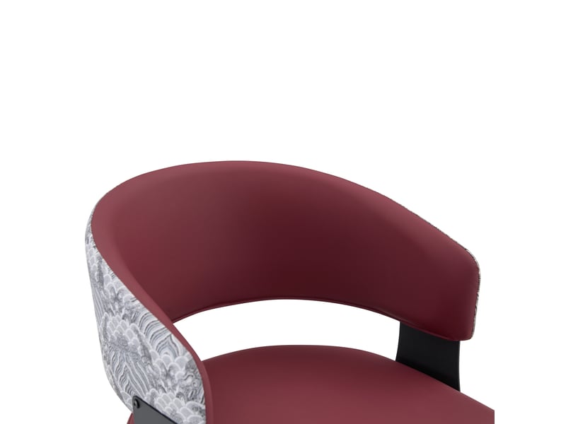  Chaise de salle à manger rembourrée avec dossier enveloppant et accoudoirs, style moderne, en pu rouge  - Conforama E