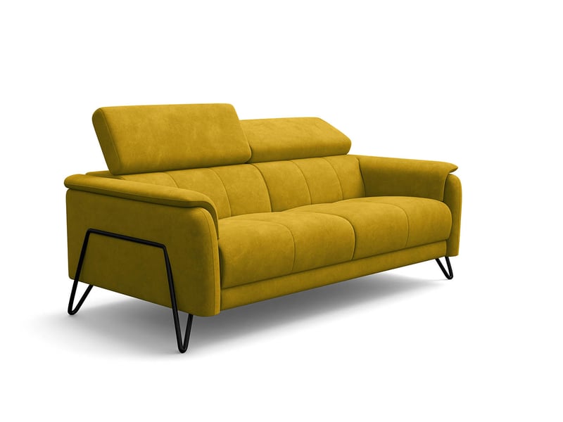  Canapé 3 places roden, tissu velours jaune foncé RODEN - Conforama A