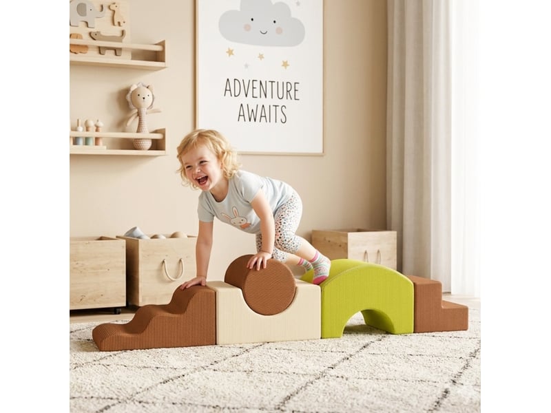  Jeu en mousse 5 pièces 177x35x36 cm multicolore en tissu, modules d'escalade et construction pour enfant  - Conforama B