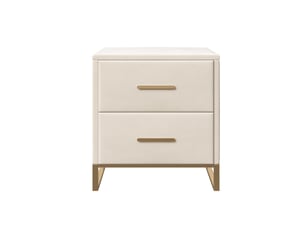 Lot de 2 tables de chevet 40x40x50cm avec 2 tiroirs, velours et pieds en métal doré, style moderne, beige