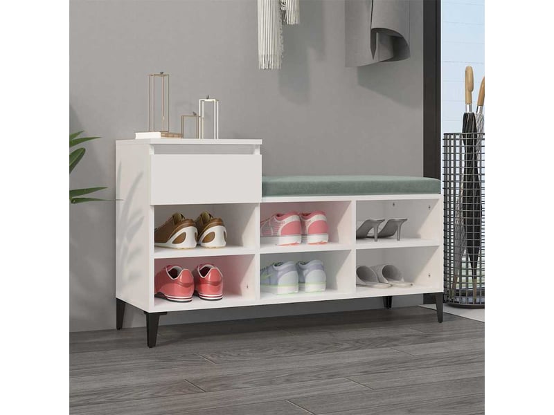  Meuble à chaussure | armoire à chaussures blanc 102x36x60 cm bois d'ingénierie shl6472  - Conforama B