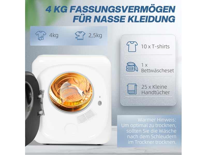 Sèche-linge compact 48 x 40 x 56 cm – blanc – désinfection uv, écran tactile et installation flexible  - Conforama E