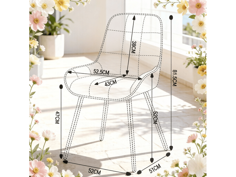  Chaise de salle à manger lot de 4 avec assise rembourrée et dossier incurvé en velours et métal noir  - Conforama C