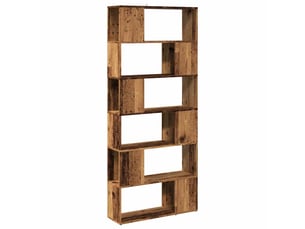 Bibliothèque, meuble de rangement bureau vieux bois 80x24x186 cm