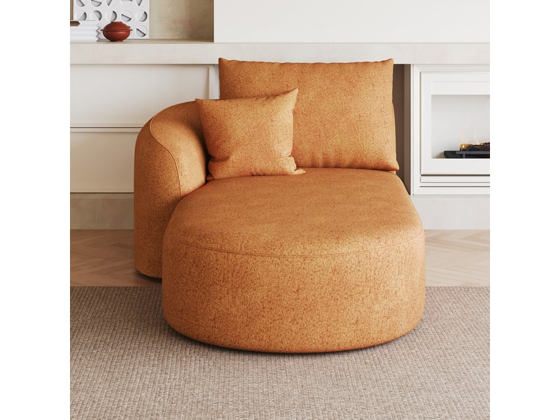 Canapé 1 place orange en tissu chenille doux, sans montage, rembourrage mousse haute résilience, 168x106x85 cm - Conforama D