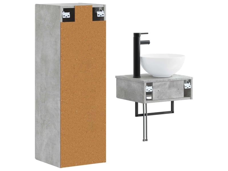  Ensemble de mobilier de salle de bain 2 pcs gris béton shl9210  - Conforama E