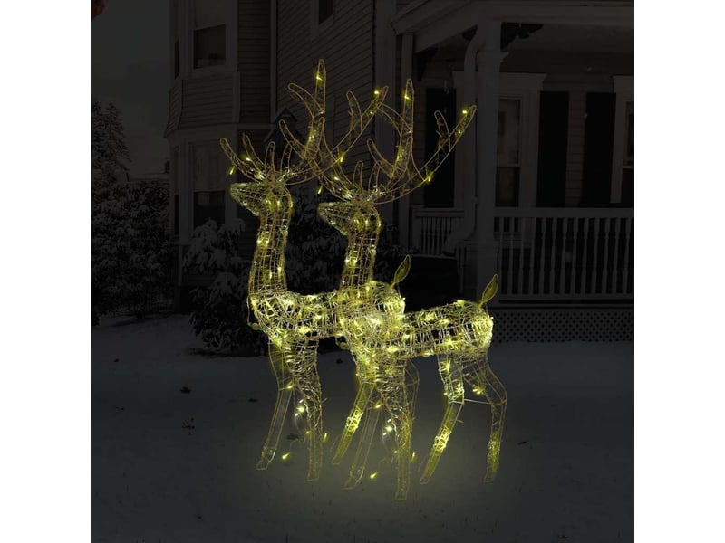  Décorations de noël de renne acrylique 2 pcs 128 cm blanc chaud  - Conforama B