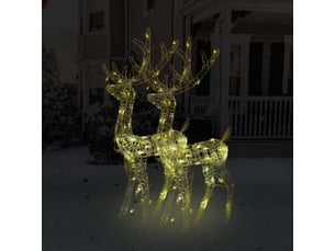 Décorations de noël de renne acrylique 2 pcs 128 cm blanc chaud
