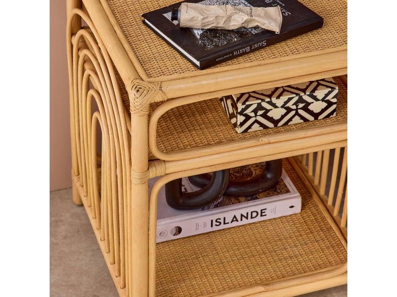 Table de chevet rotin naturel 1 étagère 1 niche l 40 x p 40 x h 50cm - bandung  - Conforama C