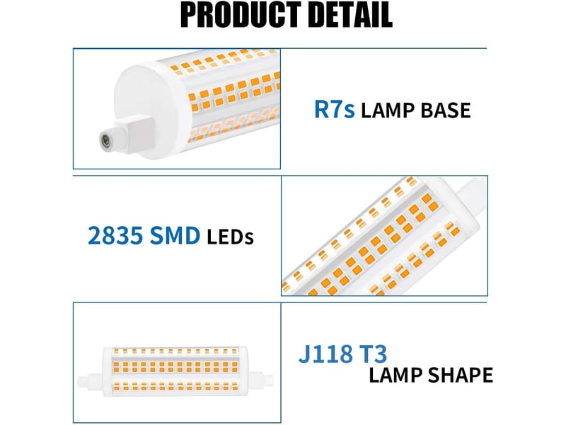  2 ampoules r7s 118mm 20w 4000k dimmable 2200lm  - Conforama D