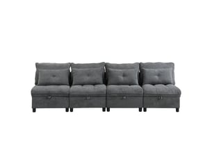 Canapé droit convertible <strong>MERAX</strong> <strong>canapé gris</strong> 4 places Tissu gris