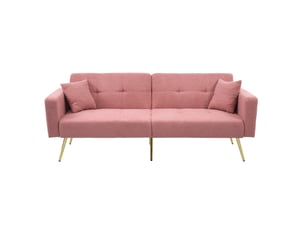 Canapé convertible rose 2 places tissu sherpa bouclette