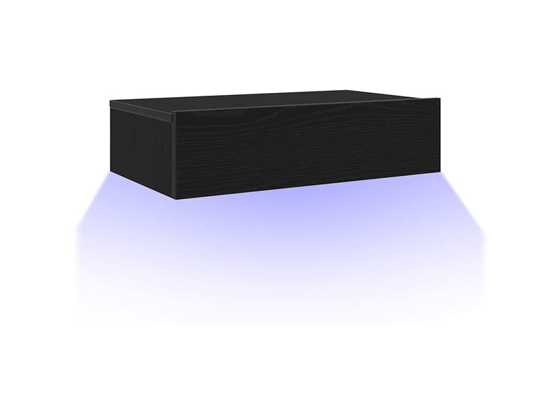 Meuble tv - banc tv - meuble de rangement avec éclairage led chêne noir 60 x 35 x 15,5 cm - Conforama C