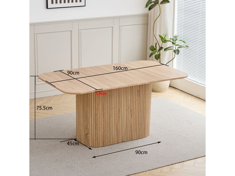  Table à manger ovale  - l160cm table - style campagnard - mdf couleur chêne - pour 6-8 personnes  - Conforama E