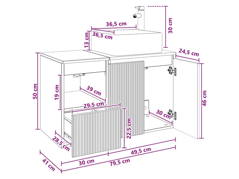  Ensemble de mobilier de salle de bain 2 pc noir cf64174  - Conforama E