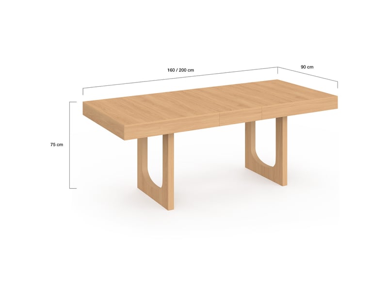 Table à manger extensible rectangle aloise 4-8 personnes pied arc bois effet hêtre 160-200 cm  - Conforama E