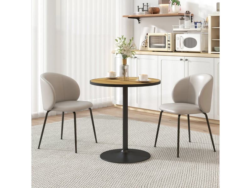  Table de salle à manger ronde compacte pour 2 à 4 personnes en bois ø70×76 cm chêne  - Conforama B