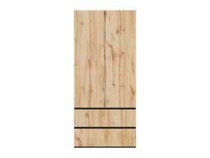Armoire haute 90 x 50 x 200 cm, 2 portes, 1 tringle à vêtements, 2 tiroirs, design moderne, chêne artisanblanc