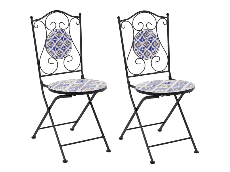  Lot de 2 chaises de jardin siponto pliant métal blancbleu  - Conforama A