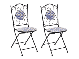 Lot de 2 chaises de jardin siponto pliant métal blancbleu