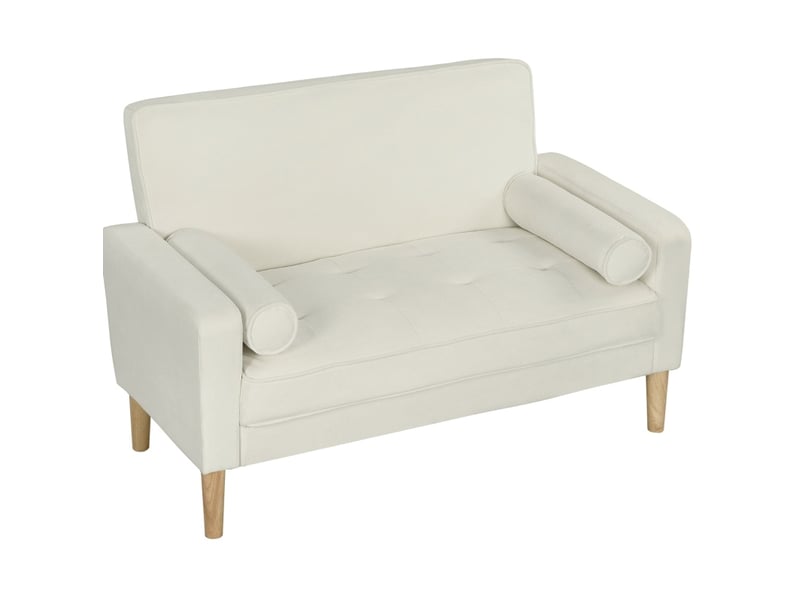  Canapé droit 130x74,5x82cm 2 places, allure moderne, assise confortable, meuble de salon, revêtement polyester, blanc  - Conforama A
