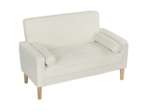 Canapé droit 130x74,5x82cm 2 places, allure moderne, assise confortable, meuble de salon, revêtement polyester, blanc
