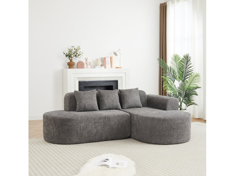  Canapé d'angle 3 places avec méridienne droite en chenille anthracite homvra  - Conforama D