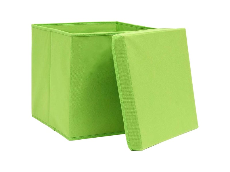  Boîtes de rangement avec couvercles 4 pcs 28x28x28 cm vert  - Conforama C