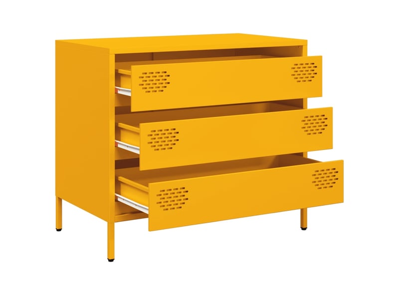  Buffet - bahut - meuble de rangement jaune moutarde 68x39x58,5 cm acier laminé à froid  - Conforama D