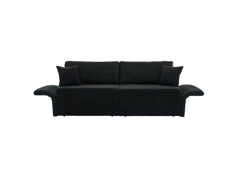  Canapé-lit convertible 2 places en velours côtelé noir, 182 x 88 x 84 cm  - Conforama A