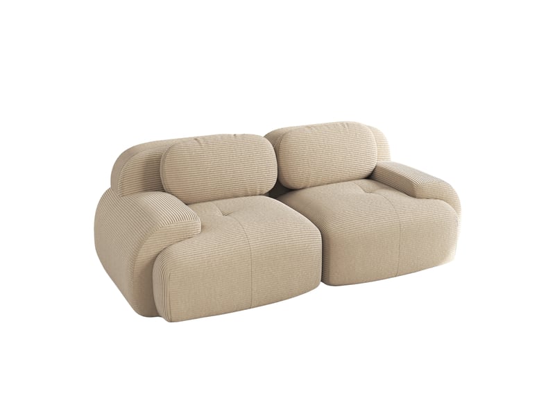  Canapé 2 places modulable 208x103x75 cm en velours côtelé beige  - Conforama A