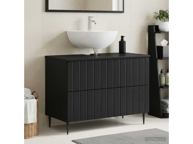 Meuble sous lavabo de salle de bain zwolle noir cf64955 - Conforama B