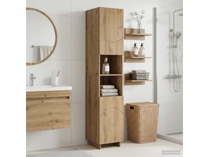 Meuble de rangement salle de bain chêne artisanal 36.5x38x180 cm