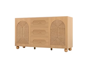 Buffet 2 porte(s)  3 tiroir(s) <strong>PANGIVO</strong> <strong>GL9856N</strong> - 140 cm coloris naturel 