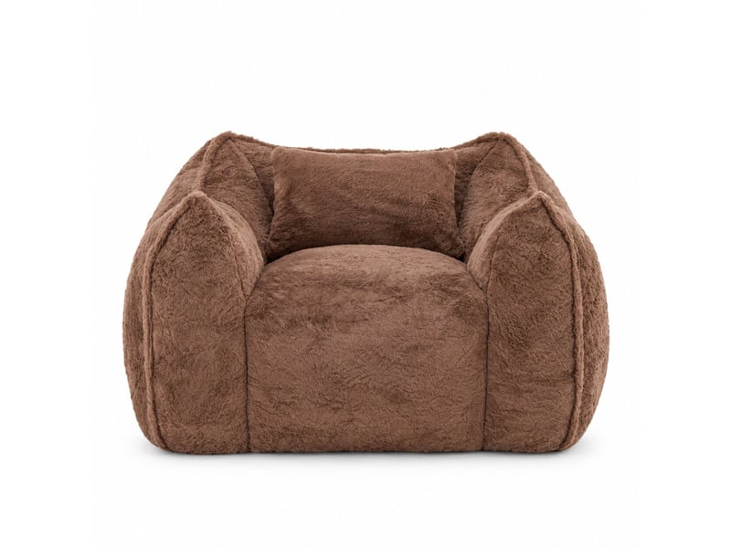  Fauteuil pouf géant 123 x 97 x 73 cm, fausse fourrure, mousse haute densité, coussin inclus pour salon et chambre - kaki  - Conforama A