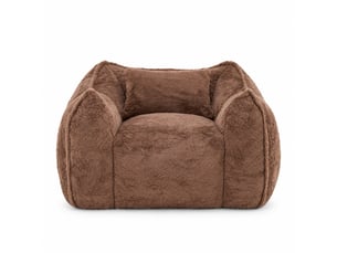 Fauteuil pouf géant 123 x 97 x 73 cm, fausse fourrure, mousse haute densité, coussin inclus pour salon et chambre - kaki