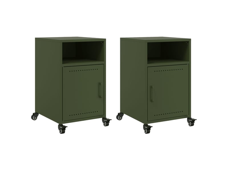  Lot de 2 tables de chevet - cabinet de chevet - table de nuit vert olive 36x39x59 cm acier  - Conforama A