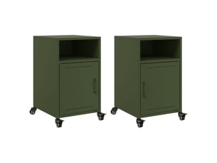 Lot de 2 tables de chevet - cabinet de chevet - table de nuit vert olive 36x39x59 cm acier