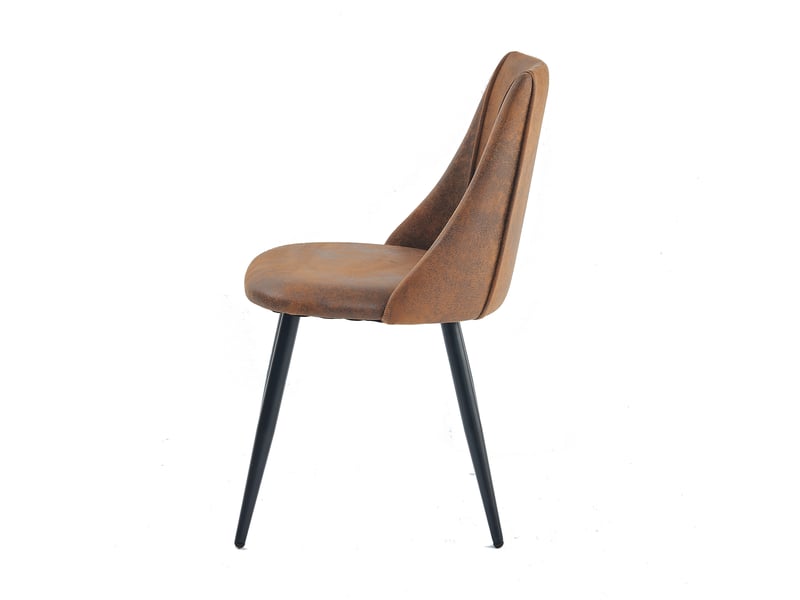  Lot de 4 chaise de salle à manger rembourré en suédine, pieds métal, marron  - Conforama W