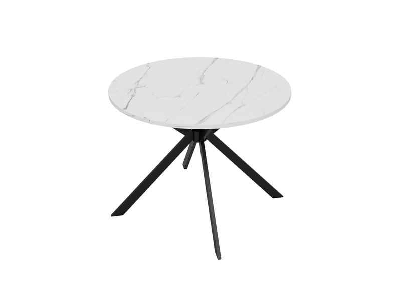 Table à manger extensible 100140x100x75 cm pour 4-6 personnes, plateau ovale extensible effet marbre, pieds en métal, design moderne salle à manger - mdf-blanc - Conforama A